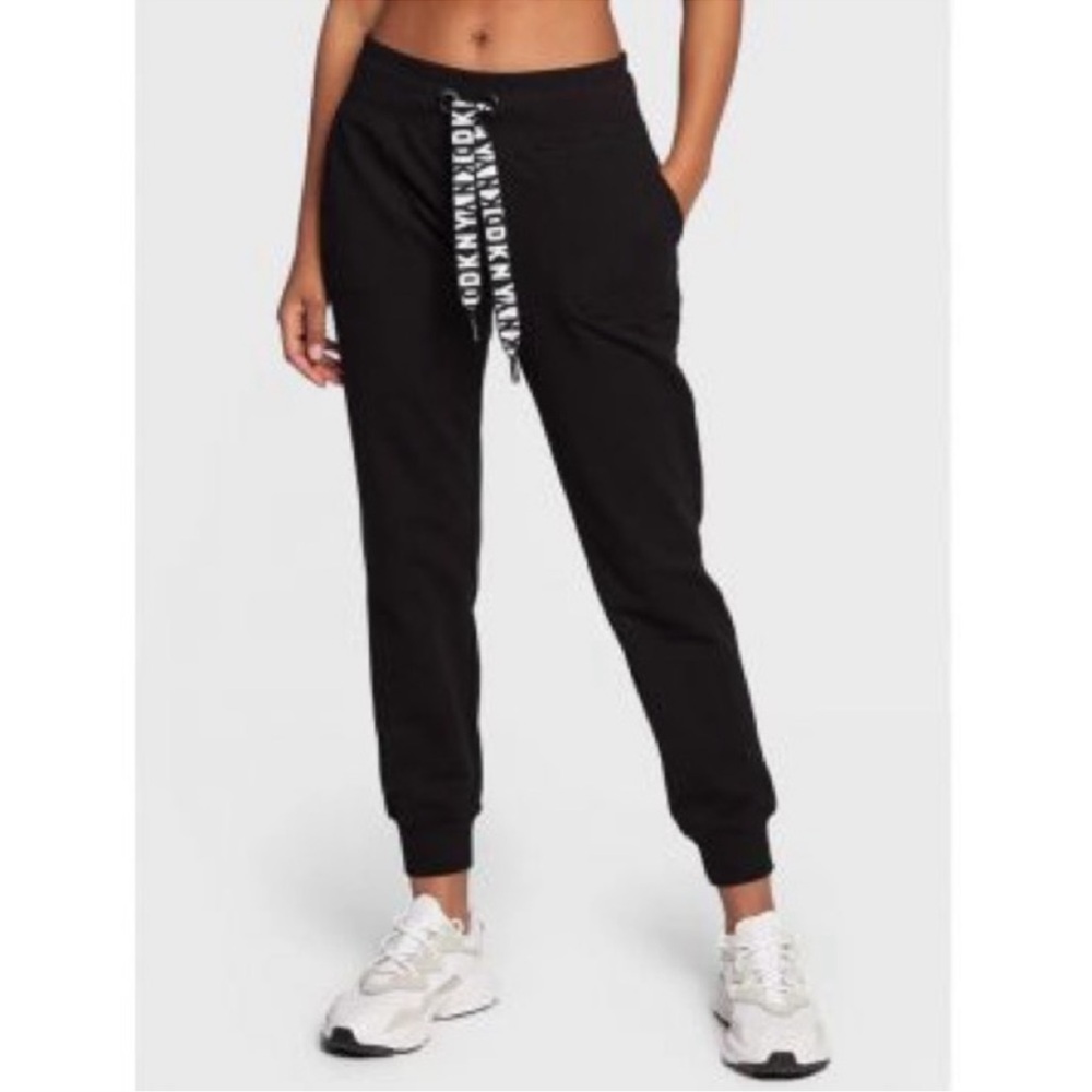 DKNY Black Joggers with Logo Drawstring Size L